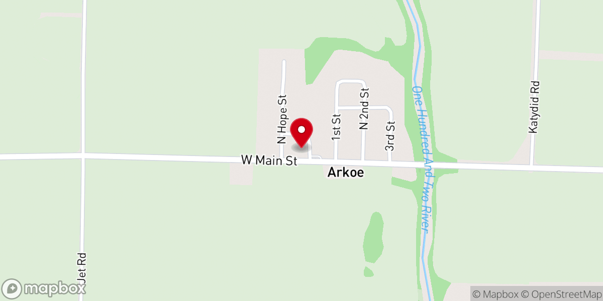 Map showing location of CHURCH OF JESUS CHRIST ARKOE RESTORATION BRANCH