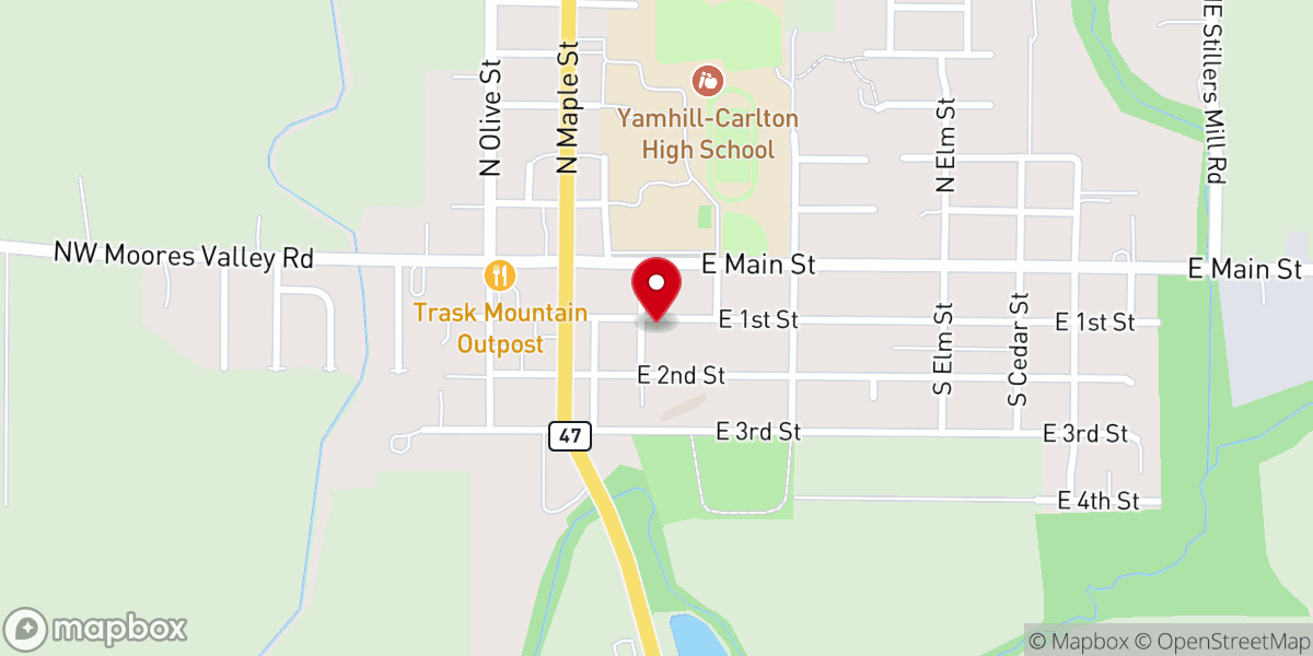 Map showing location of Yamhill United Methodist Church