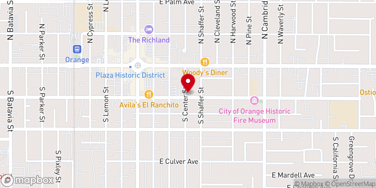 Map showing location of St. John's Lutheran Church of Orange