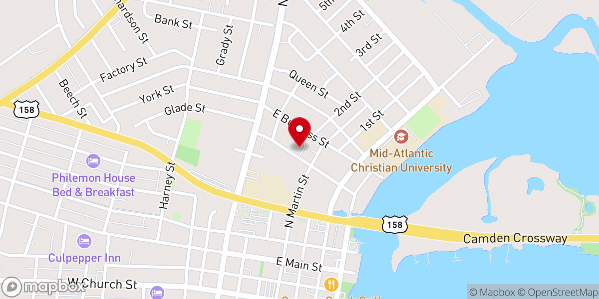 Map showing location of Pearl Street Pentecostal Church