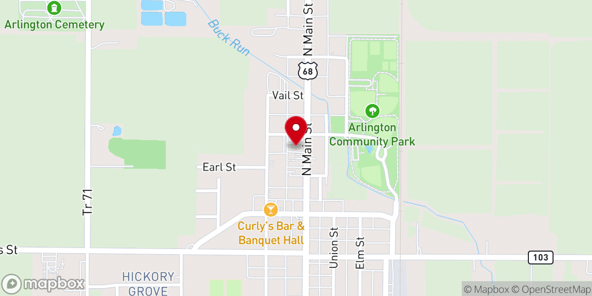 Map showing location of Arlington United Methodist Church
