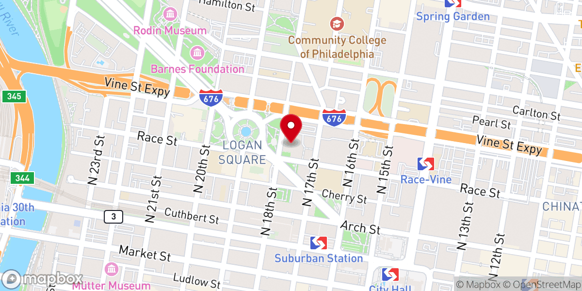 Map showing location of Cathedral Basilica of Saints Peter and Paul