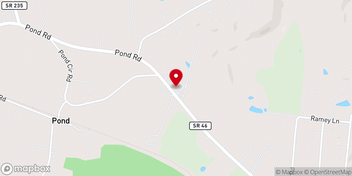 Map showing location of Pond Church of Christ