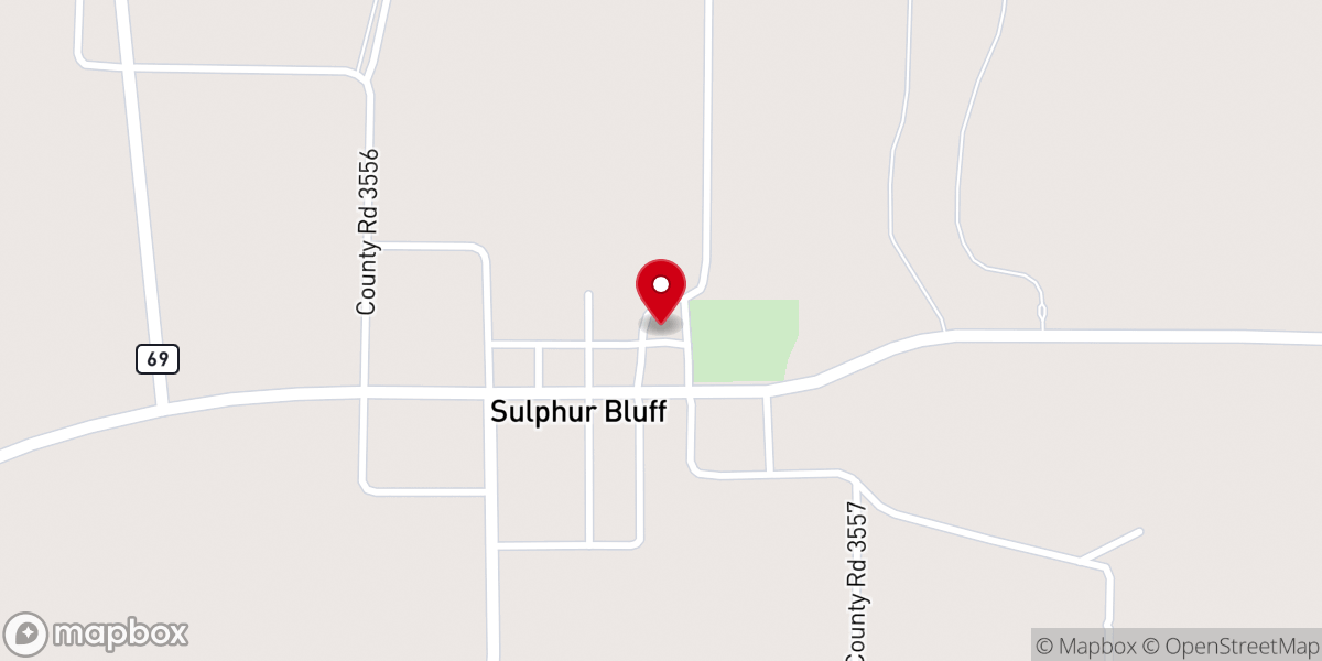 Map showing location of Sulphur Bluff United Methodist Church
