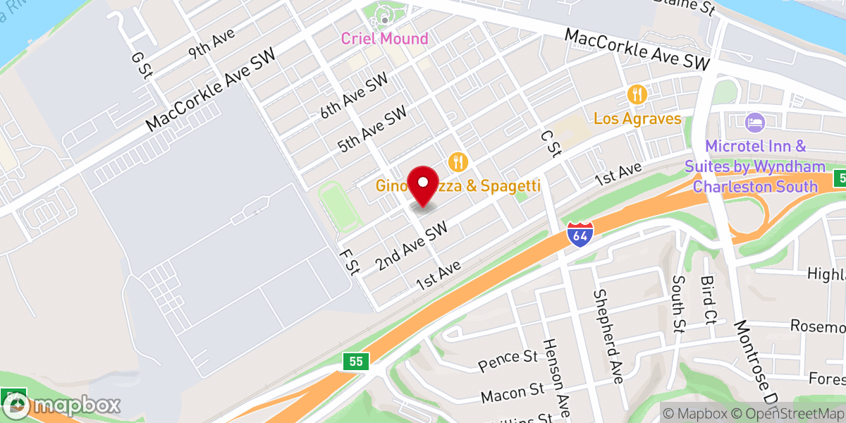 Map showing location of South Charleston Christian Church