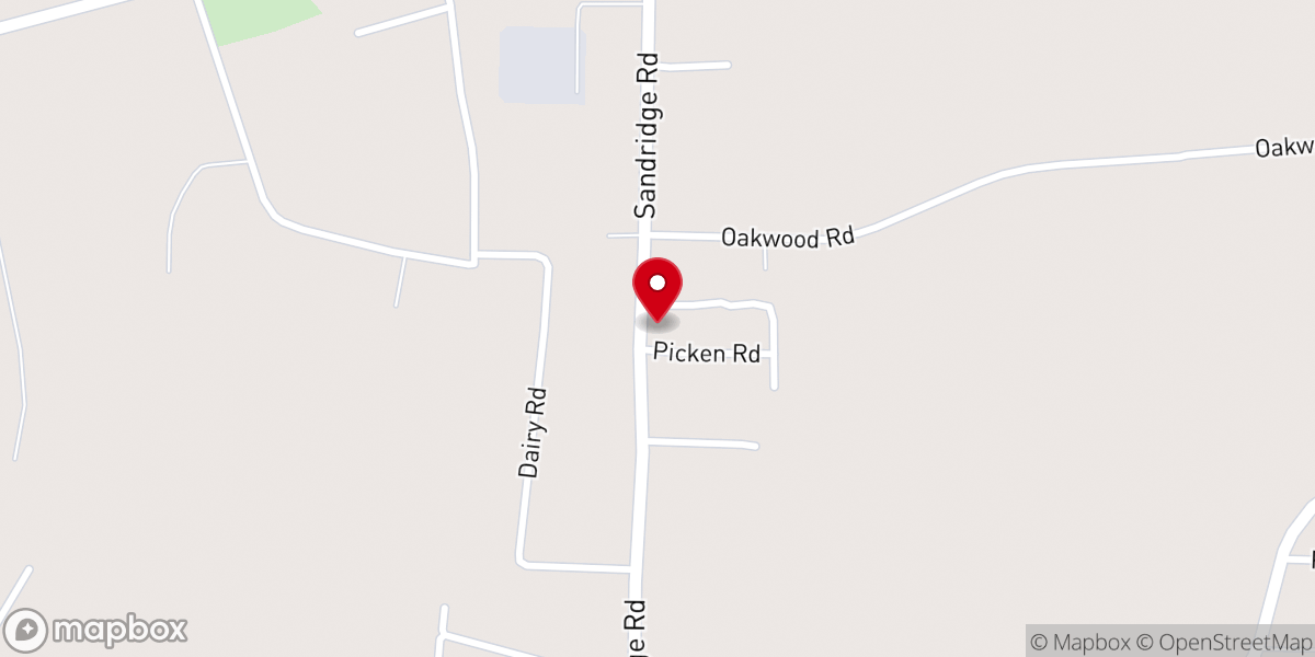 Map showing location of Sandridge Holiness Church