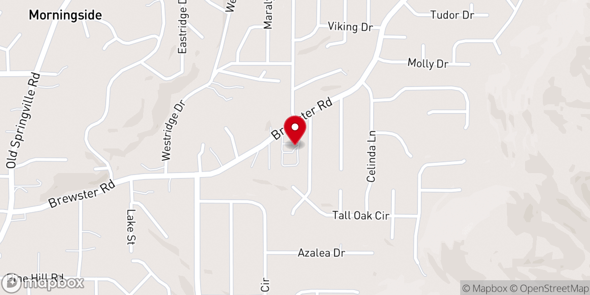 Map showing location of Brewster Road Community Church (BRCC)