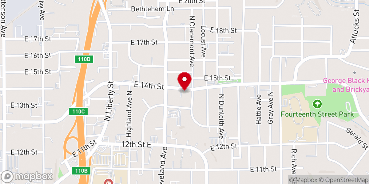 Map showing location of Freedom Baptist Church