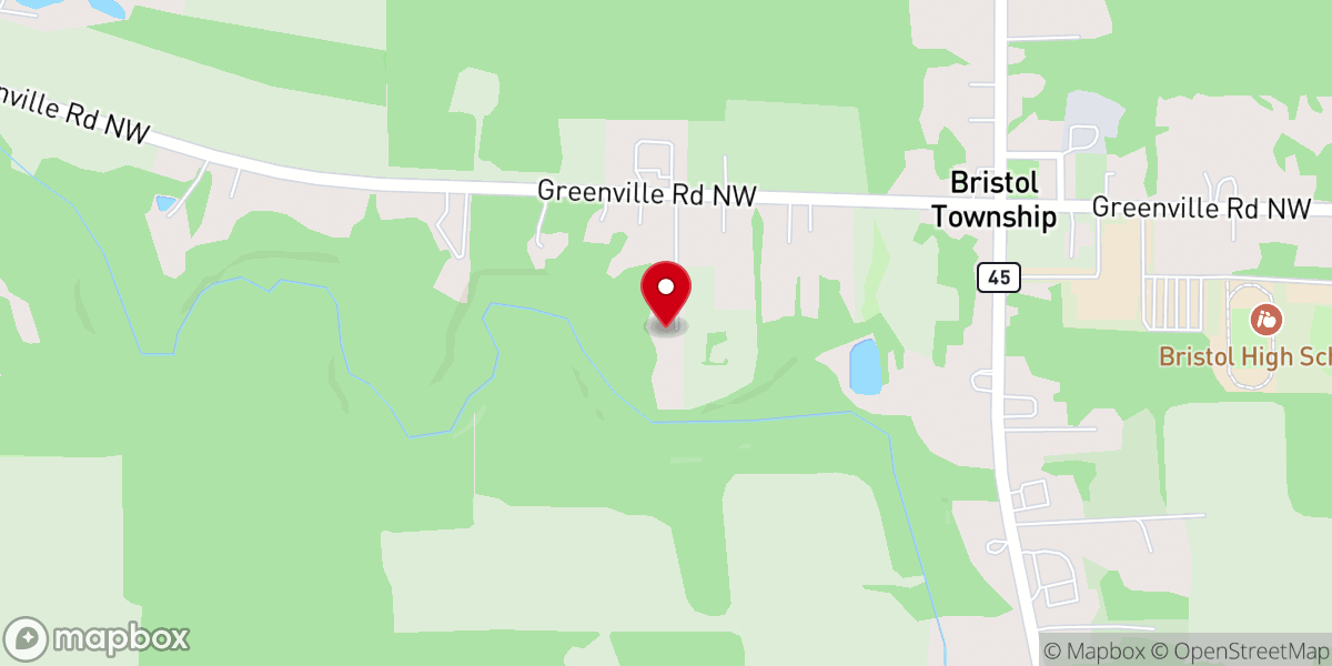 Map showing location of Bristolville Freewill Baptist