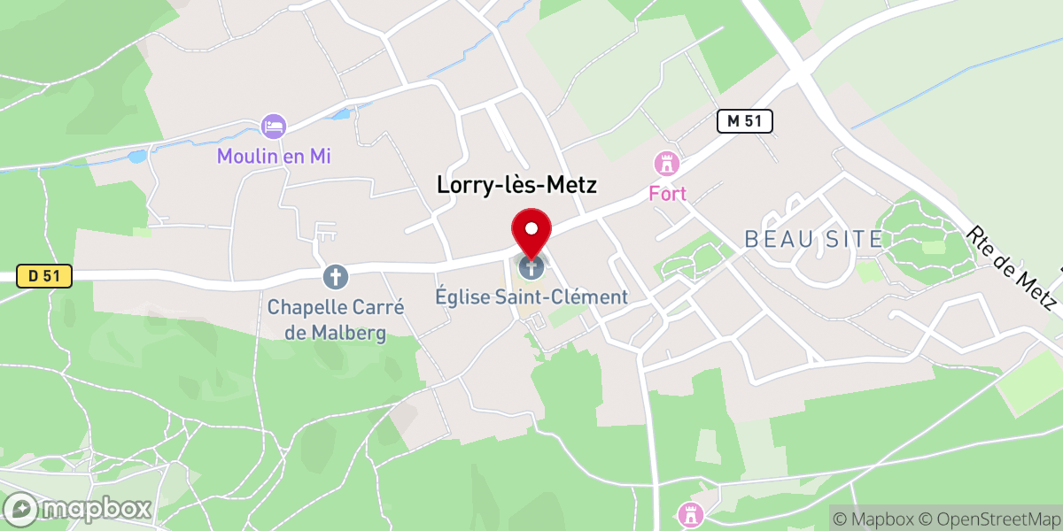 Map showing location of Église Saint-Clément de Lorry-lès-Metz