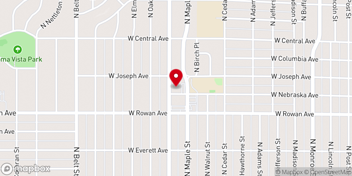 Map showing location of Ridgeview Christian Center