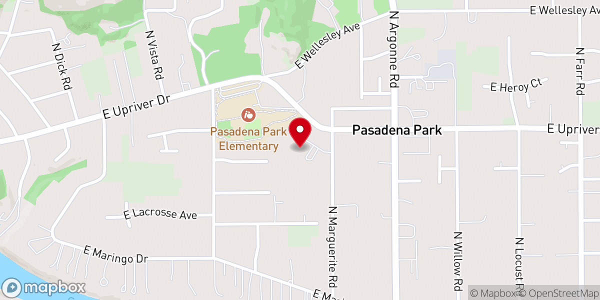 Map showing location of Pasadena Park Church of the Nazarene