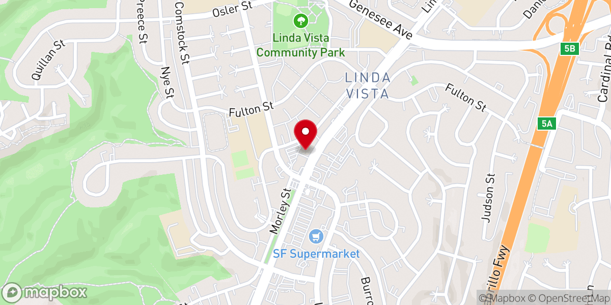 Map showing location of SanDiego Calvary Korean Church