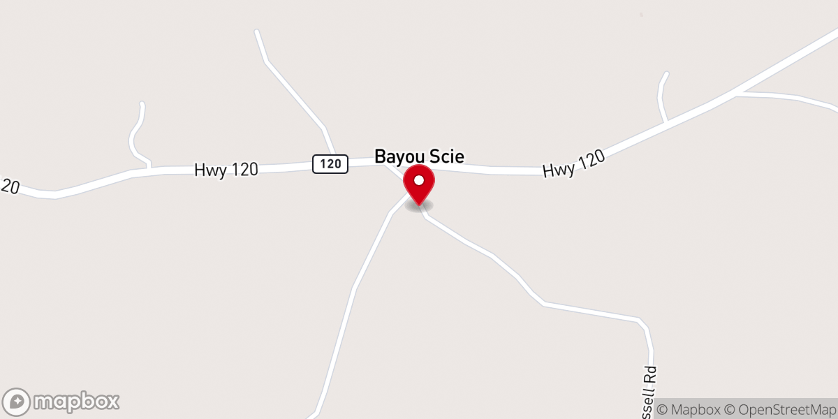 Map showing location of Bayou Scie Methodist Church