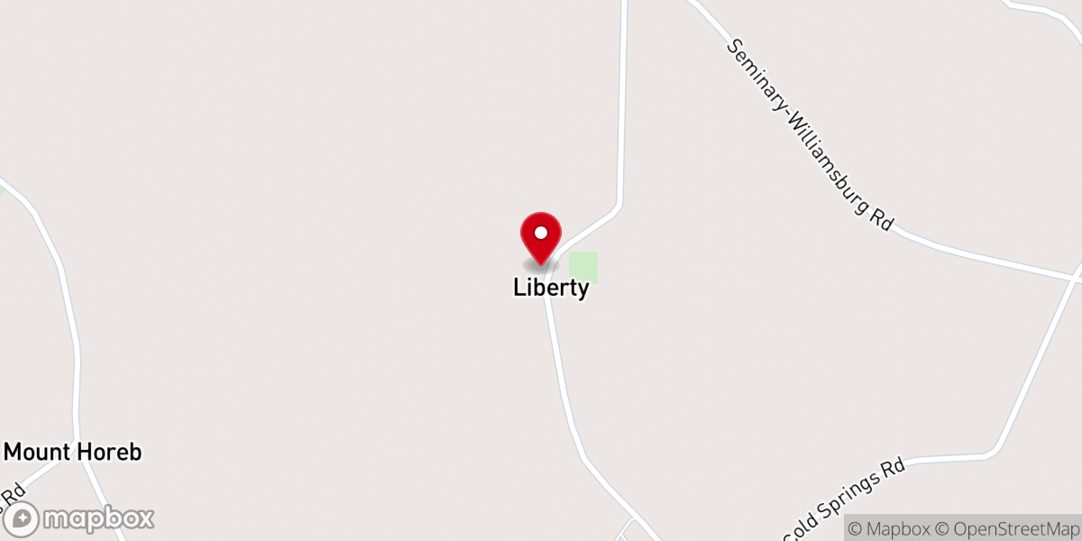 Map showing location of Liberty Baptist Church