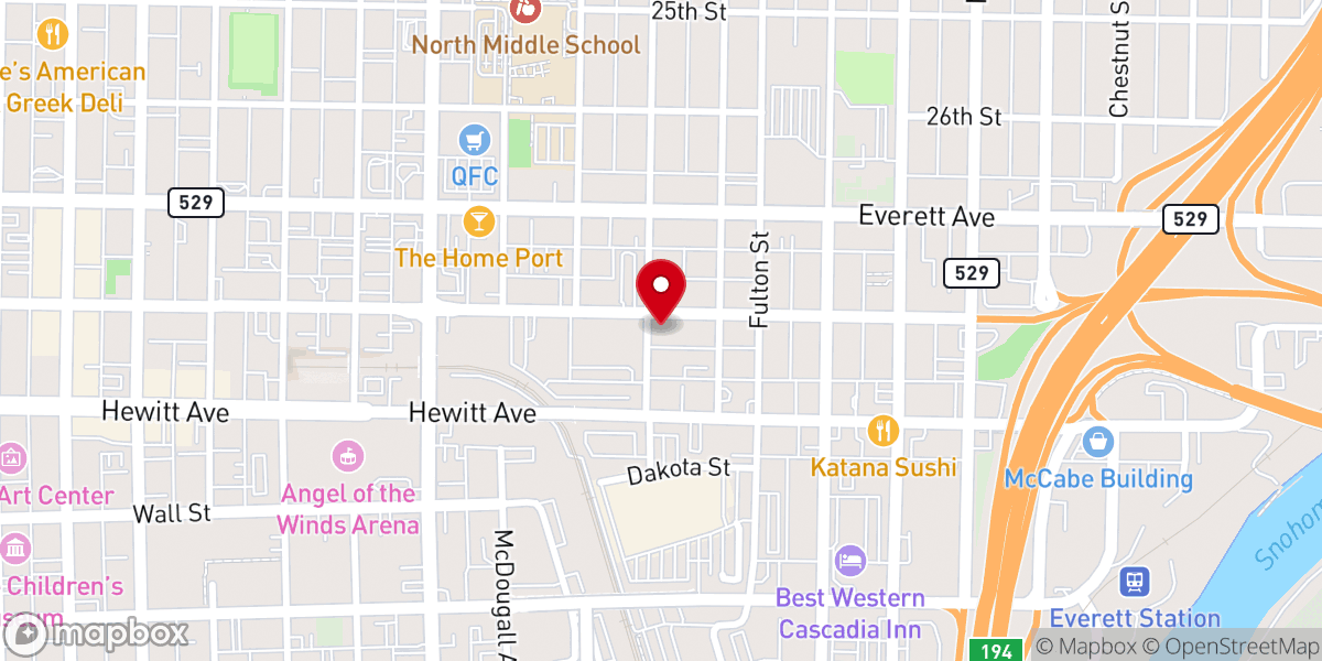 Map showing location of Second Baptist Church-Everett