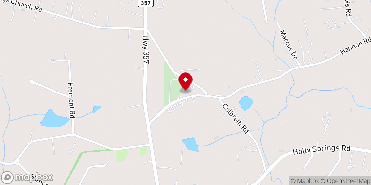 Map showing location of Holly Springs Baptist Church