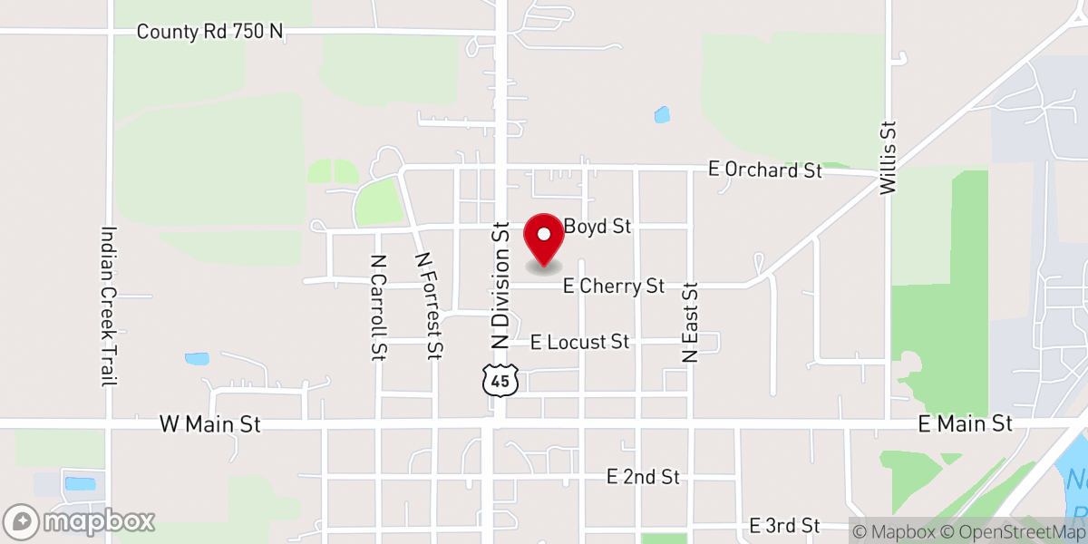 Map showing location of Norris City Church of God