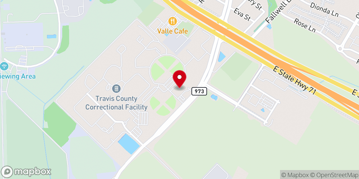 Map showing location of Travis County Community Center at Del Valle