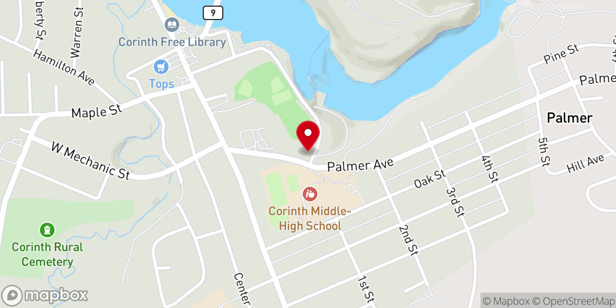 Map showing location of Corinth Wesleyan Church