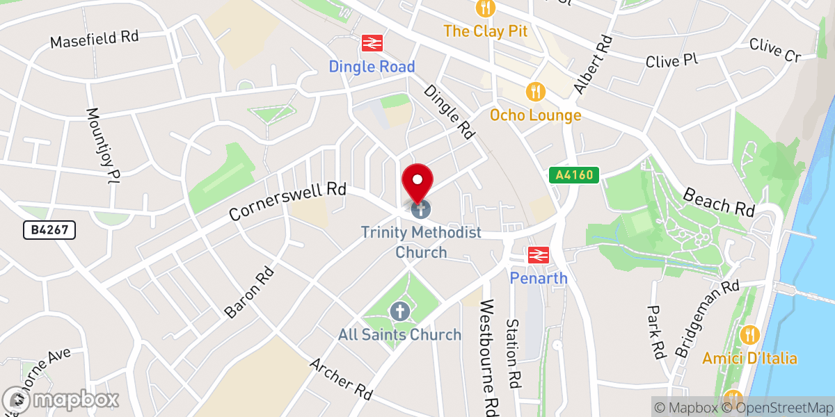 Map showing location of Trinity Methodist Church