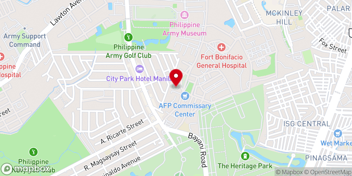 Map showing location of Fort Andres Bonifacio Evangelical Church