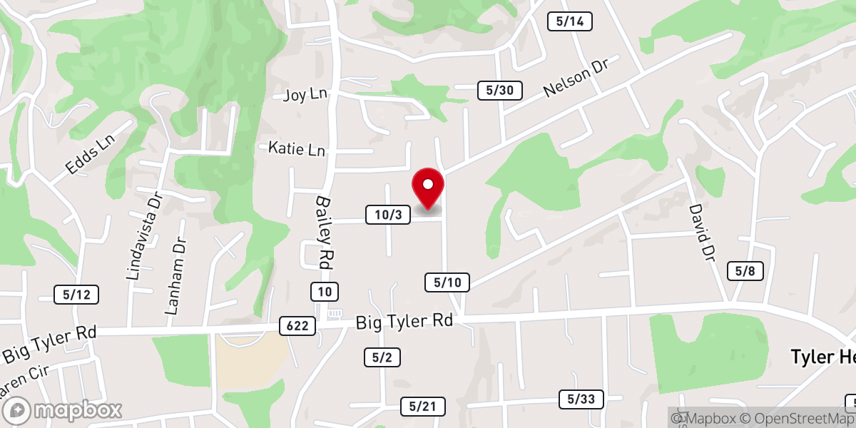 Map showing location of First Baptist Church Of Tyler Mountain