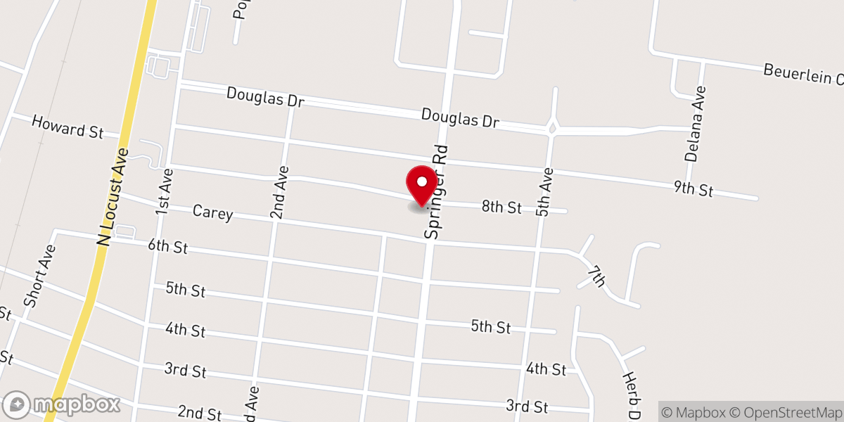 Map showing location of First United Pentecostal Church