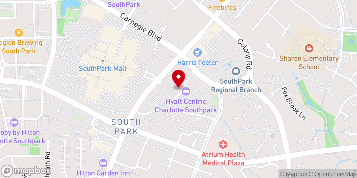Map showing location of SouthPark Church