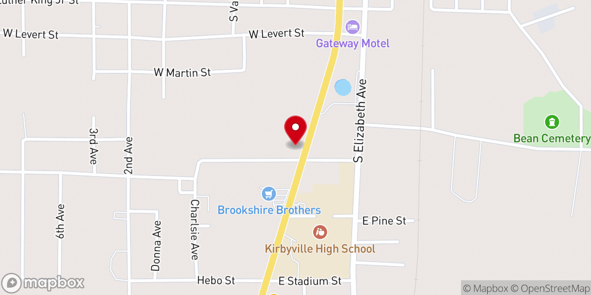 Map showing location of Central Baptist Church