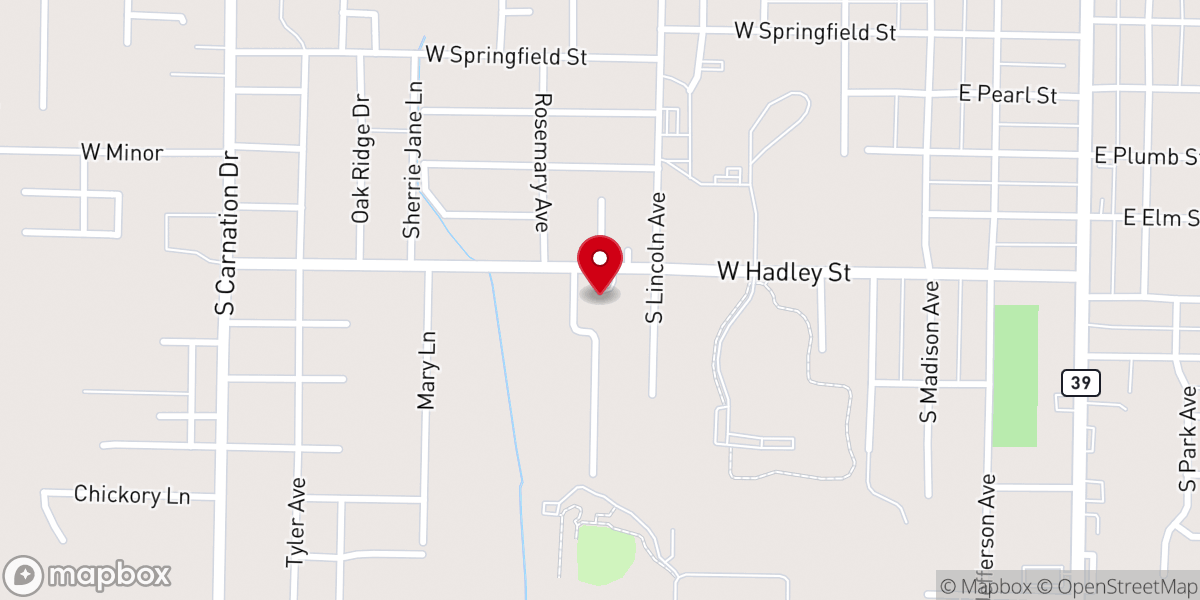 Map showing location of Southside Baptist Church Sbc