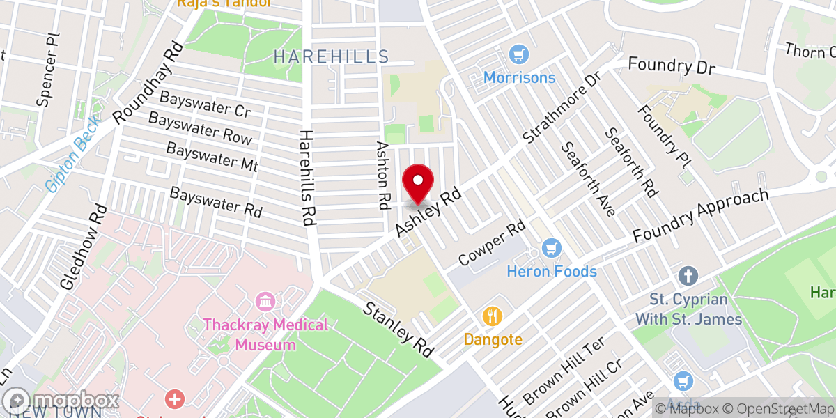 Map showing location of Ashley Road Methodist Church