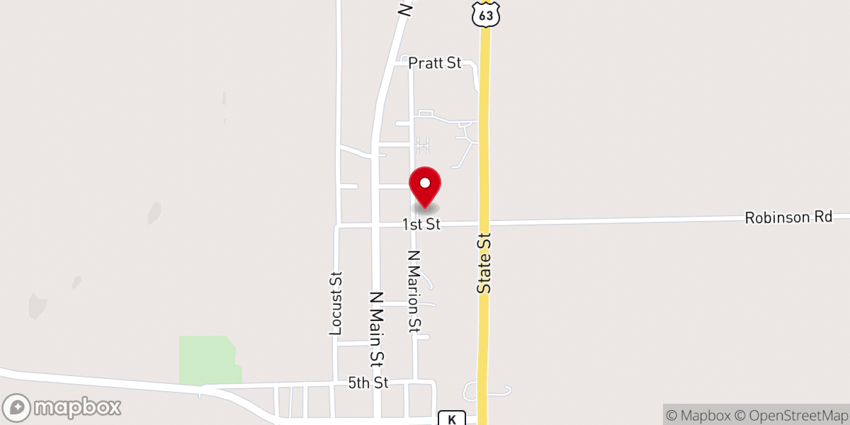 Map showing location of Greentop Baptist Church
