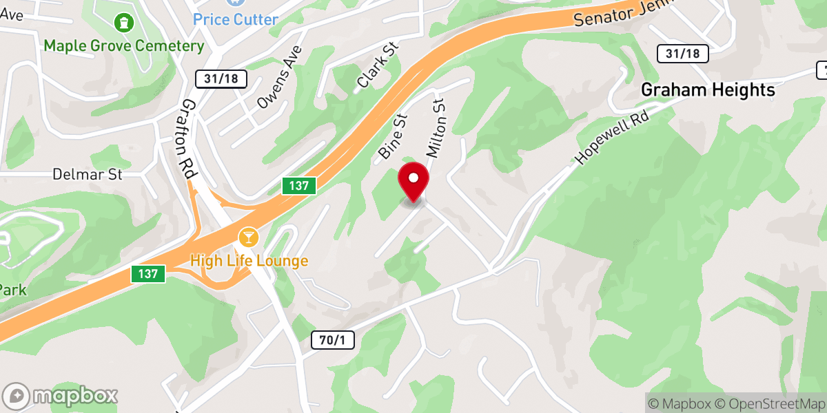 Map showing location of Hillview Baptist Church