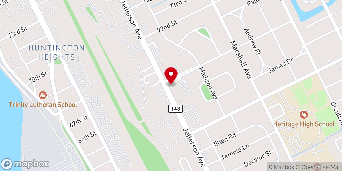 Map showing location of Parkview Baptist Church