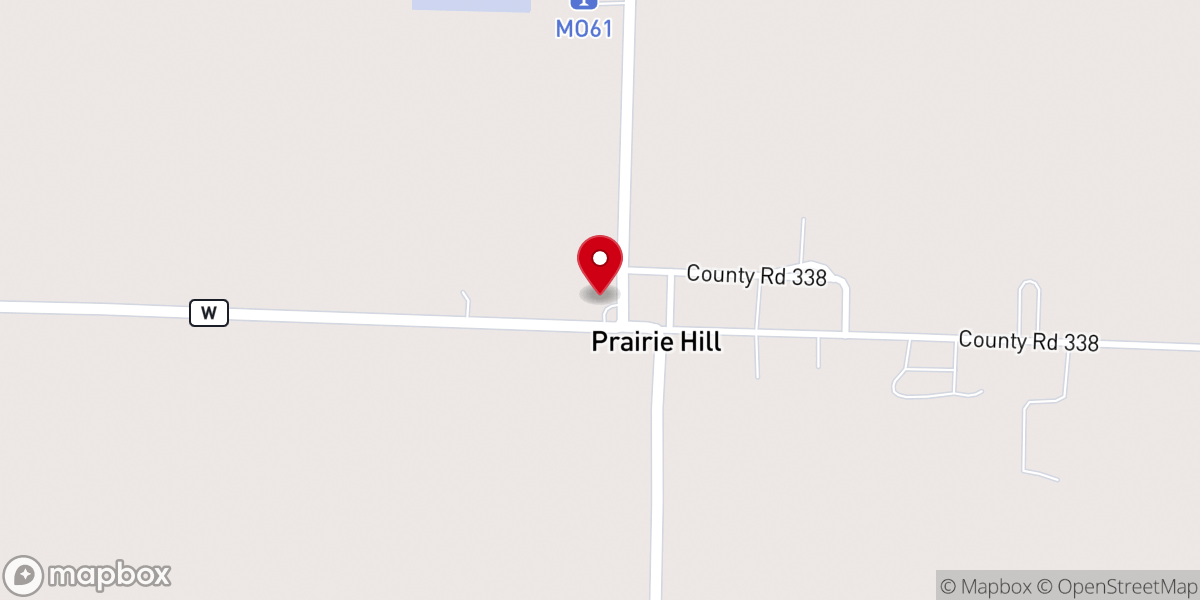 Map showing location of Prairie Hill Christian Church