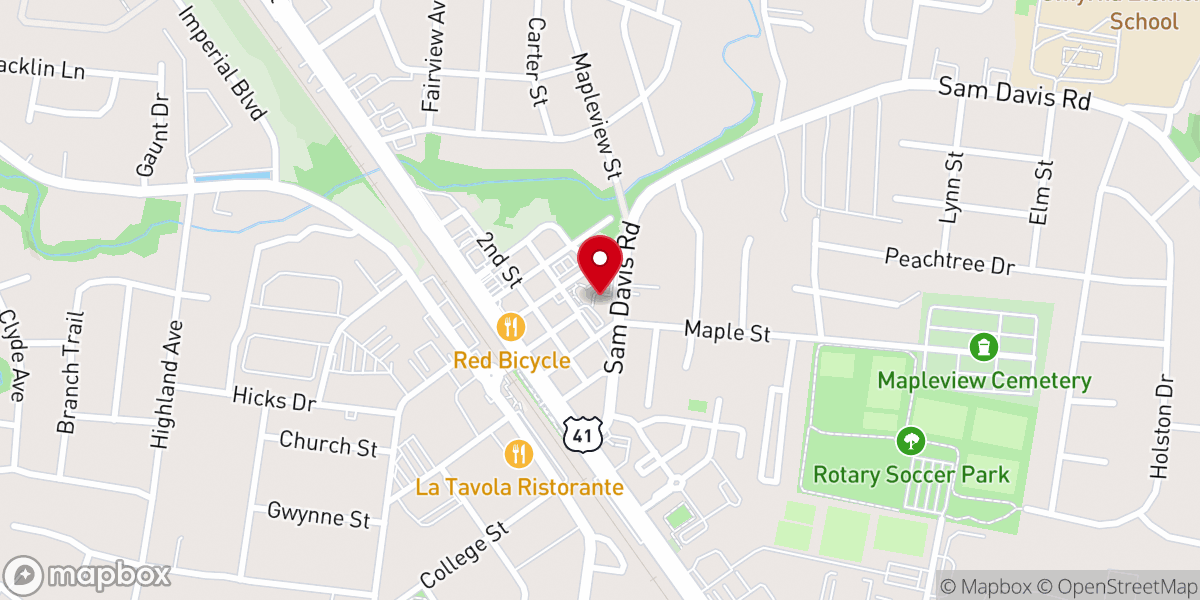 Map showing location of Smyrna First United Methodist Church
