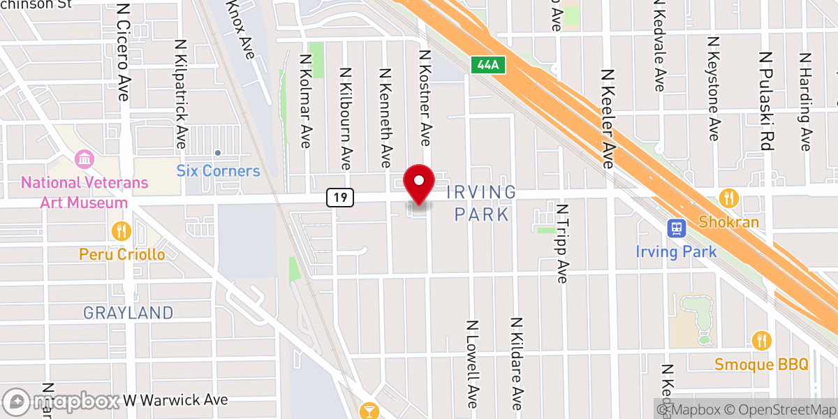 Map showing location of Irving Park Baptist Church