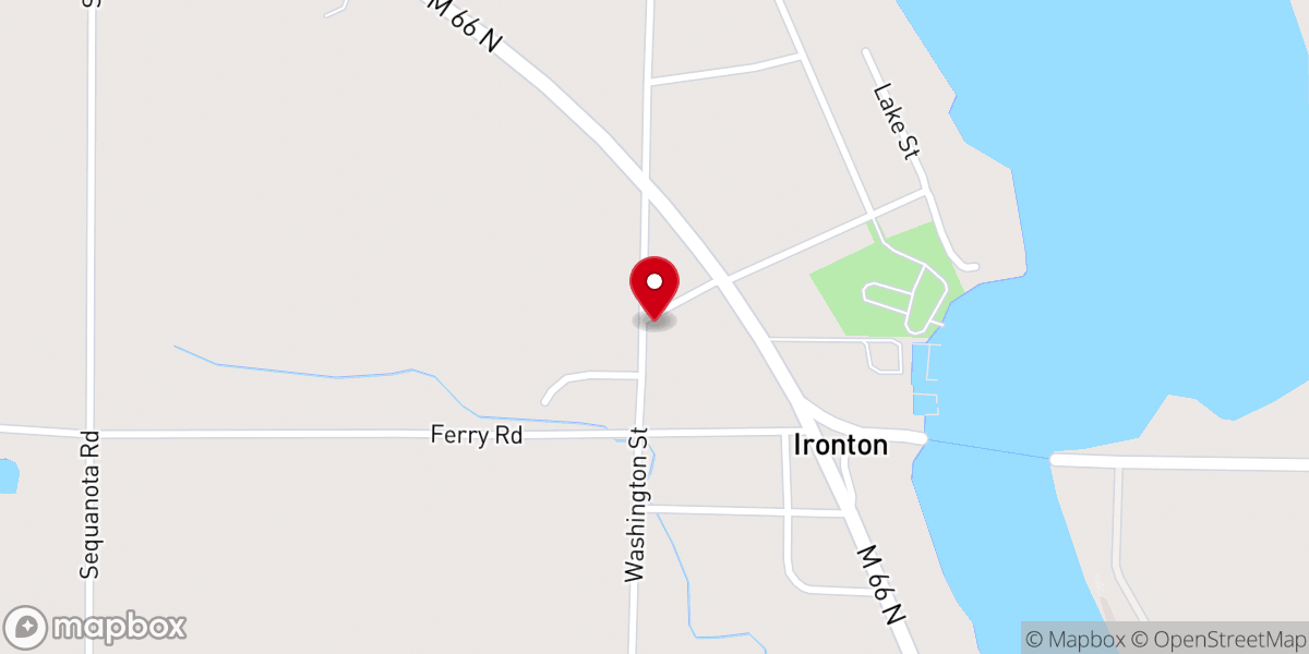 Map showing location of Ironton Congregational Church