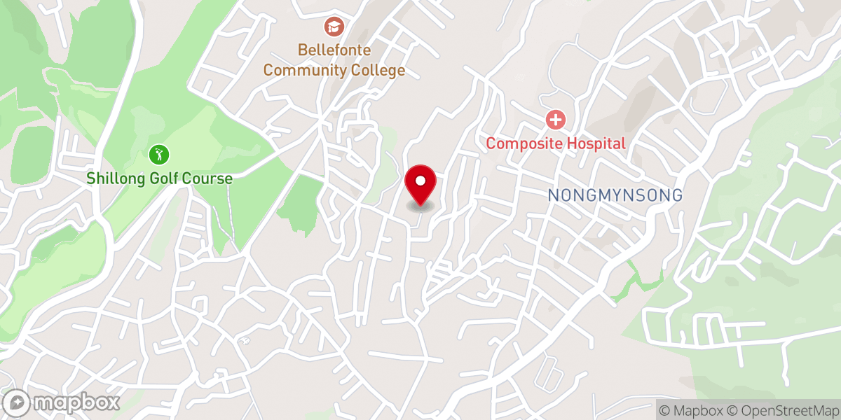 Map showing location of Nongmynsong Presbyterian Church