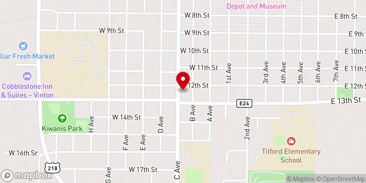 Map showing location of Bethlehem Ev Lutheran Church