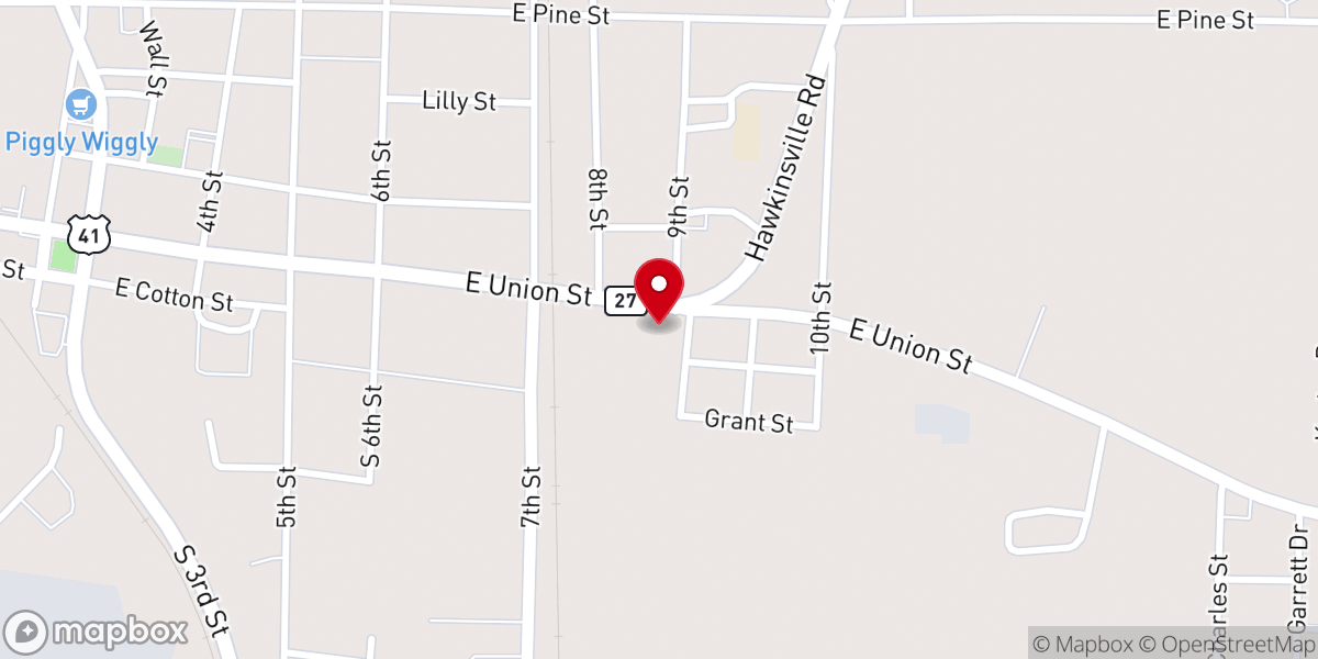 Map showing location of Ebenezer Baptist Church