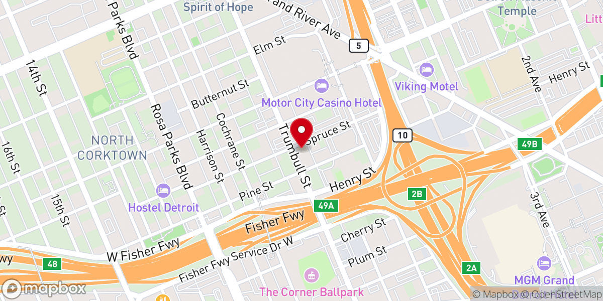 Map showing location of Detroit Catholic Worker Day House