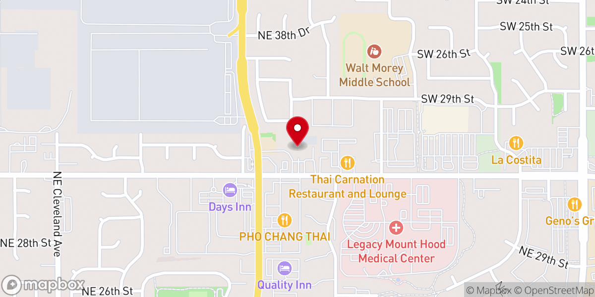 Map showing location of East County Church of Christ