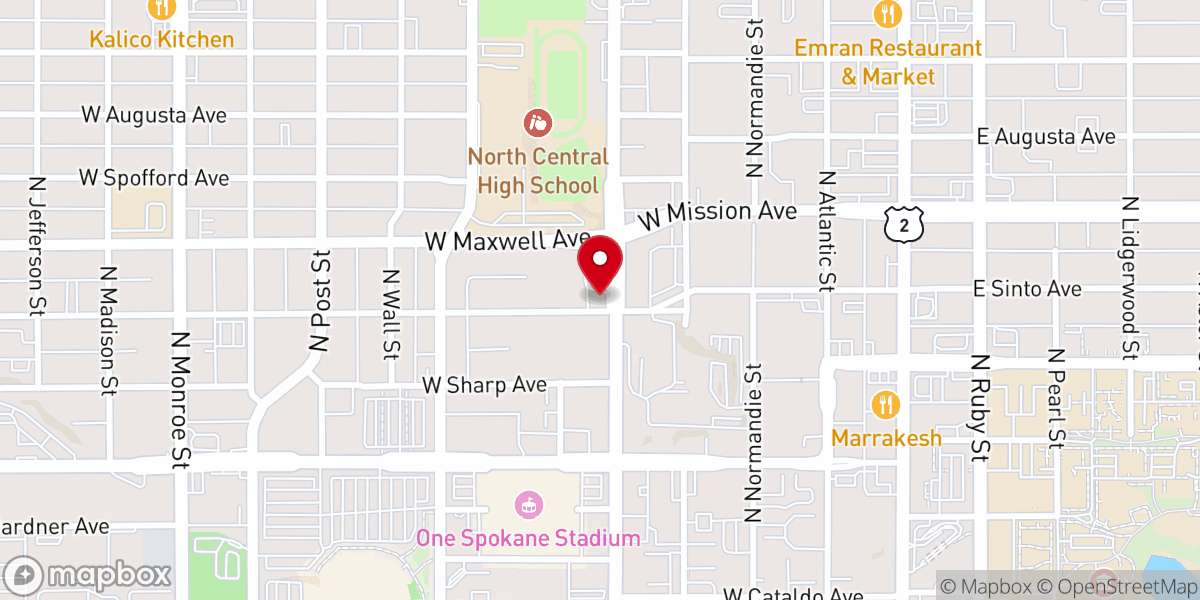 Map showing location of Resonate Church Spokane