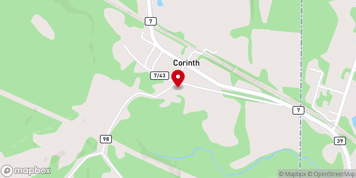 Map showing location of Corinth Pentecostal Holiness Church