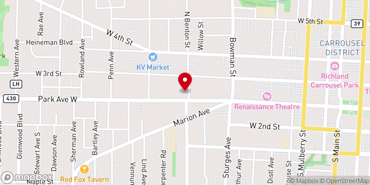 Map showing location of Park Avenue Baptist Church