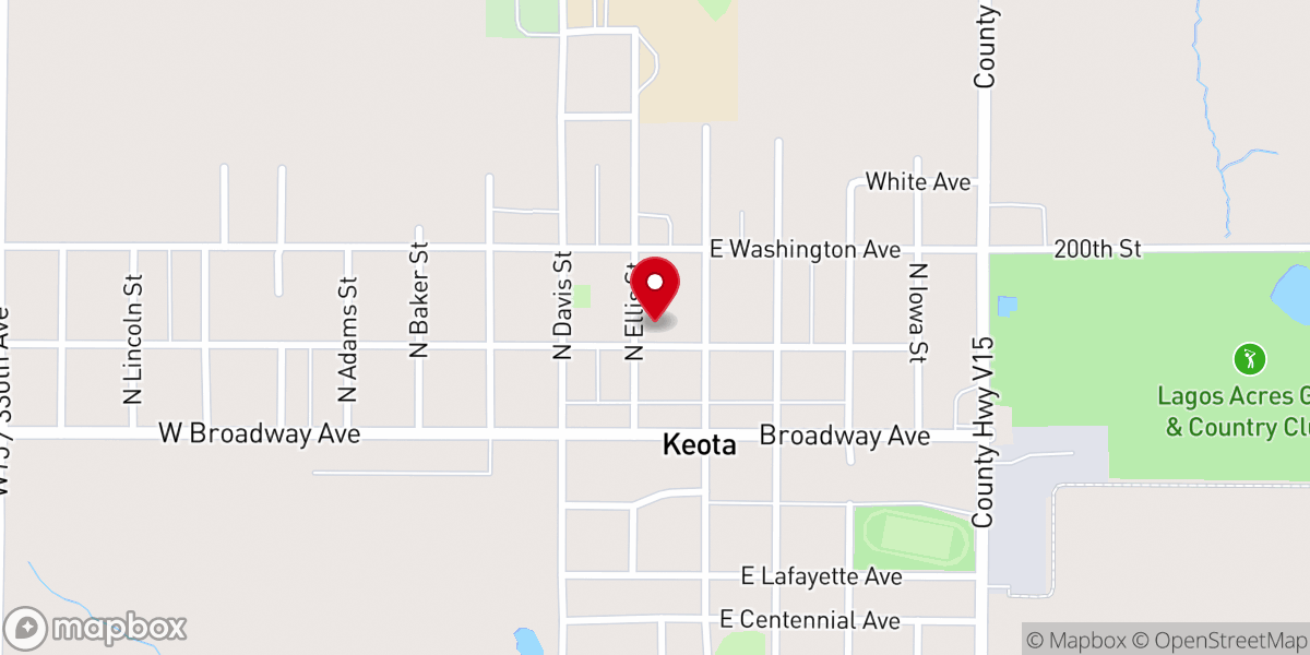 Map showing location of Keota United Church of Faith