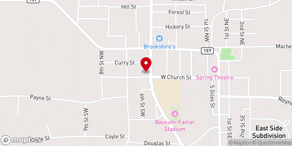 Map showing location of Central Baptist Church