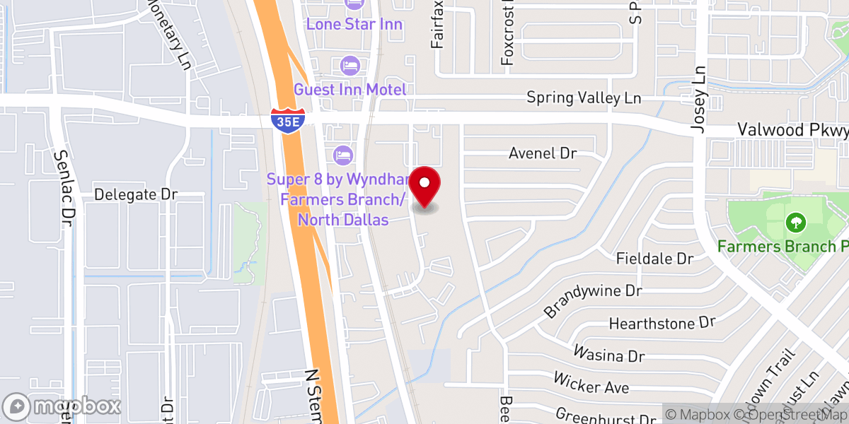Map showing location of North Dallas Community Baptist